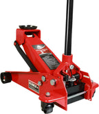 3 Ton Low Profile, Aluminum and Steel Racing Floor Jack with Dual Pistons Quick Lift Pump for Sport Utility Vehicle, Lifting Range 3-15/16" min to 18-5/16" max, Red