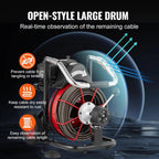 Drain Cleaner Machine 100FT x 1/2 Inch, Auto Feed Sewer Snake Auger on Wheels, 550W Portable Drain Cleaning Machine with 8 Cutters & Air-activated Foot Switch for 2" to 4" Pipes