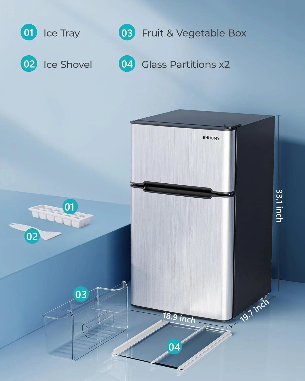 3.2 Cu.Ft Mini Fridge with Freezer – 2-Door Compact Refrigerator for Bedroom, Dorm, Office or Apartment, Silver3.2 Cu.Ft Mini Fridge with Freezer – 2-Door Compact Refrigerator for Bedroom, Dorm, Office or Apartment, Silver