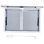 Concession Window 36W x 36H Aluminum Alloy Food Truck Service Window with Sliding Screens & Awning Door, Hydraulic Lift, Locking Mechanism, Versatile for Catering