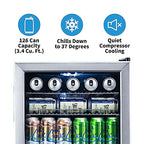 Beverage Refrigerator Cooler | 126 Cans Free Standing with Right Hinge Glass Door