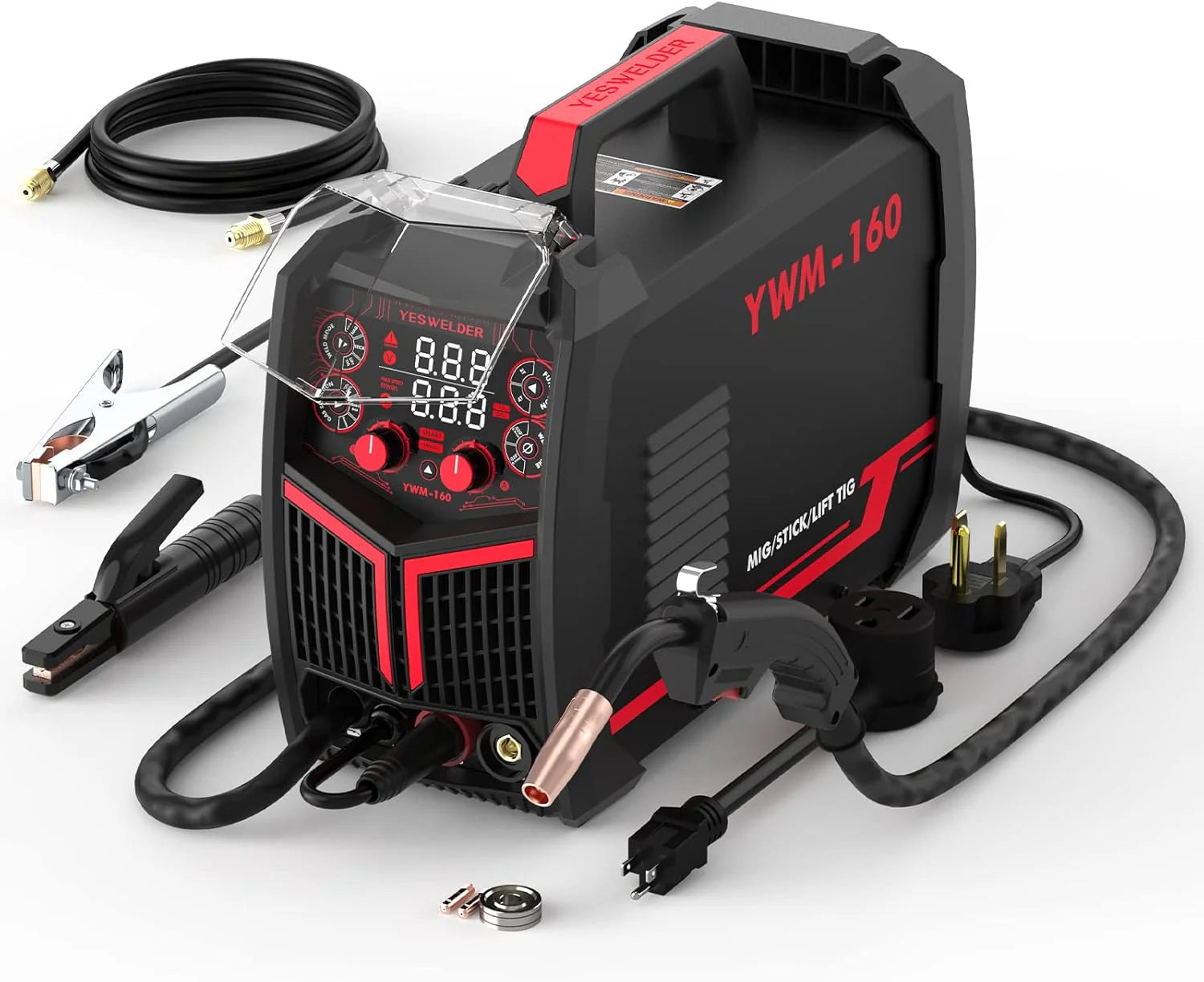 135Amp MIG Welder,110V Flux Core Welder Flux Core MIG/Lift TIG/Stick 3-in-1 Large LED Digital Display Welding Machine IGBT Inverter Welder FLUX-135PRO