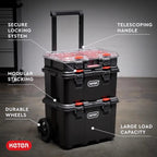 Modular Tools Organizer for Garage Storage and DIY, 3 Piece Resin Rolling Tool Box System for Small Parts