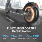 Electric Scooter - 8.5" Solid Tires, 350W Motor, Up to 19 MPH and 21-23 Miles Long-Range Portable Foldable Commuting Scooter for Adults with Double Braking System and App