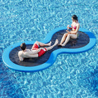 Round Inflatable Floating Dock, Sunchill Float Ring, Hammock Tanning Pool with 4in Woven Fabric, Manual Pump for 1-2 Min Quick Inflate/Deflate, Fits 2-8, Ideal for Lakes, Pools, Oceans