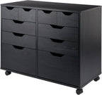 Halifax Storage Mobile Cabinets, 1 Door, 3 Drawers, 2 Wide Drawers, for Home Office, Black
