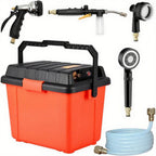 Portable Outdoor Shower System, 6.6-Gallon, High Pressure, Battery Powered, 12000mAh, with Pump & Garden Hose Nozzles, Ideal for Camping