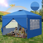 10x10 Pop Up Canopy Tent, Outdoor Canopy Tent, Patio Tent,Commercial Instant Gazebos,4 Sidewalls, Portable Shelter Canopies, with 4 sandbags, Blue.