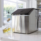 Clear Ice Cube Maker Machine 40 lbs. of Ice in 24 Hours, Portable Design in Stainless Steel