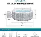 Large Round 2 to 4 Person Inflatable Hot Tub Portable Outdoor Spa with 120 AirJets and EnergySense Cover, Grey