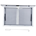 Concession Window 36W x 36H Aluminum Alloy Food Truck Service Window with Sliding Screens & Awning Door, Hydraulic Lift, Locking Mechanism, Versatile for Catering