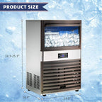 Commercial Ice – 110LBS/24H Stainless Steel Free-Standing Ice Machine Maker Air Cooling Ice