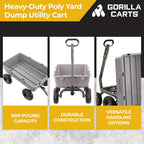 Heavy Duty Poly Utility Dump Wagon Garden Cart w/Pneumatic Tires, 6 Cu Ft - 1200 lb Capacity Outdoor Wheelbarrow for Yard, Landscaping & Gardening, Lawn Tractor or ATV Towable-Gorilla Carts