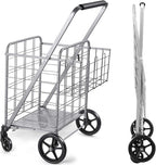 Shopping Cart with Wheels, Metal Grocery Cart with Wheels, Shopping Carts For Groceries