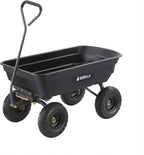 Heavy Duty Poly Utility Dump Wagon Garden Cart w/Pneumatic Tires, 6 Cu Ft - 1200 lb Capacity Outdoor Wheelbarrow for Yard, Landscaping & Gardening, Lawn Tractor or ATV Towable-Gorilla Carts