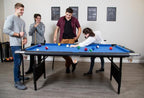 6 Ft Portable Pool Table, Adults Folding Billiards Tables for Game Room with Easy Foldable Storage, Includes Full Set of Billiard Balls, Cues, Chalk & Brush