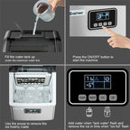48LBS/24H Stainless Steel Countertop Ice Maker Machine with Self-Clean Function LCD Display Ice Scoop Basket