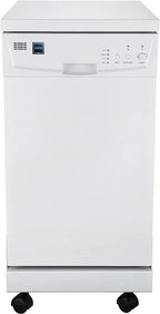 Portable Dishwasher, 18in Wide, 8 Place Settings Capacity, White
