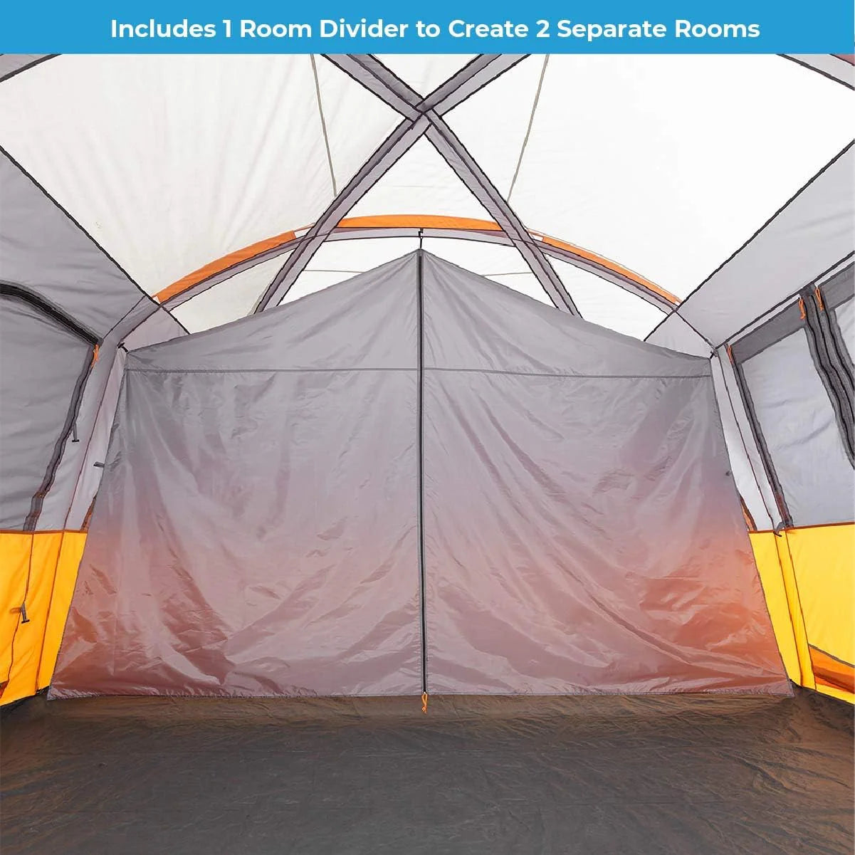 Straight Wall Cabin Tents | 10 Person / 11 Person / 12 Person Large Multi Room Family Tents for Car Camping & Outdoor Adventures