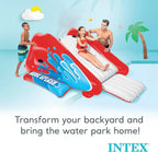 Inflatable Water Slide Swimming Pool Play Center with Built in Sprayers for Kids and Adults, Ages 6 and Up, Blue