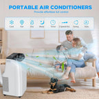Portable Air Conditioner Cools Up to 700 Sq.Ft, 3-IN-1 Energy Efficient Portable AC Unit with Remote Control & Installation Kits for Large Room, Campervan, Office, Temporary Space