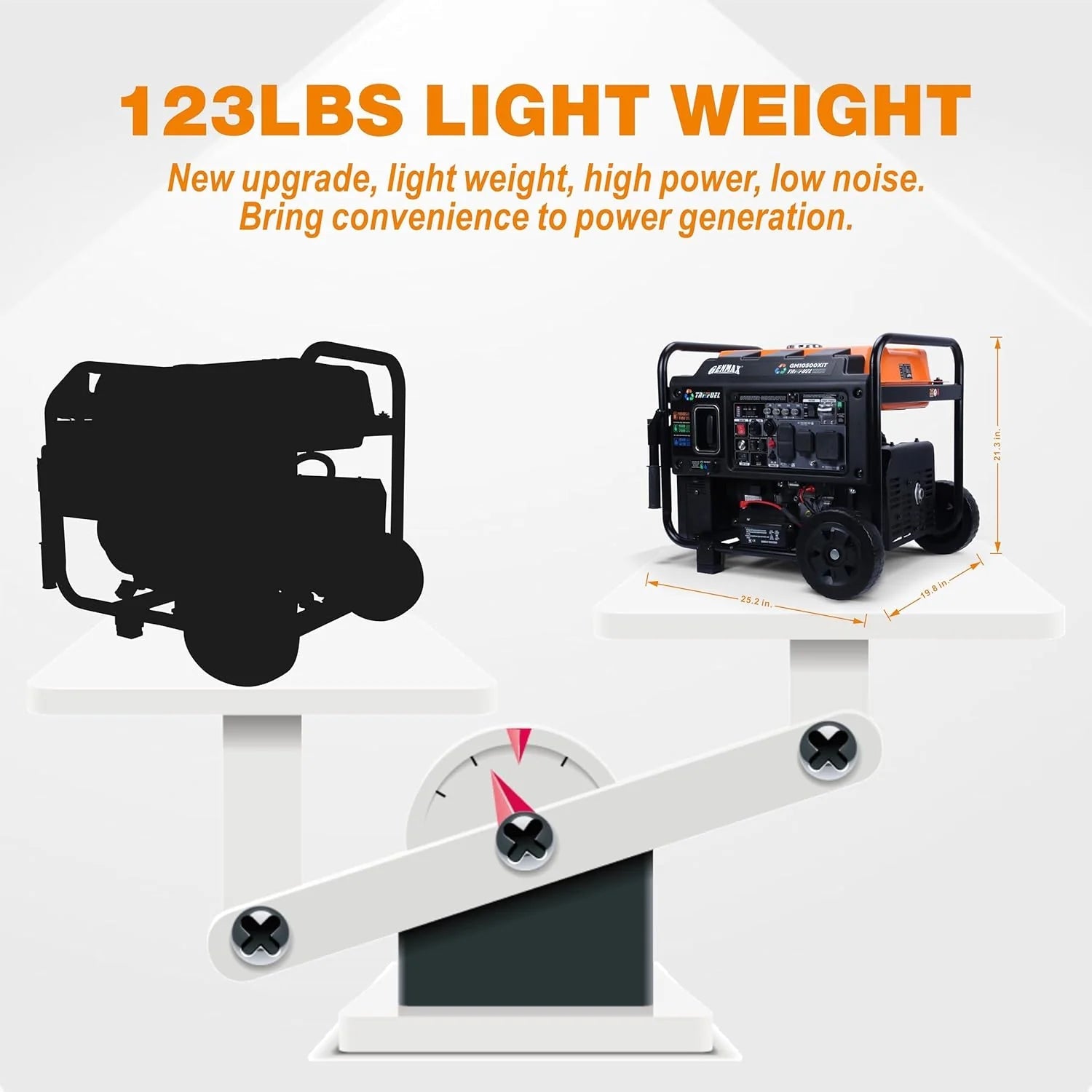 10500 Peak Watt Tri Fuel Open Frame Inverter Generator,with ATS,Quiet Technology,CO Sensor,digital display and 50A,Ideal for Home backup,contruction site and RV Camping.