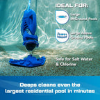 Cordless Pool Vacuum for Deep Cleaning & Strong Suction, Handheld Rechargeable Swimming Pool Cleaner for Inground and Above Ground Pools, Hoseless Pool Vac by