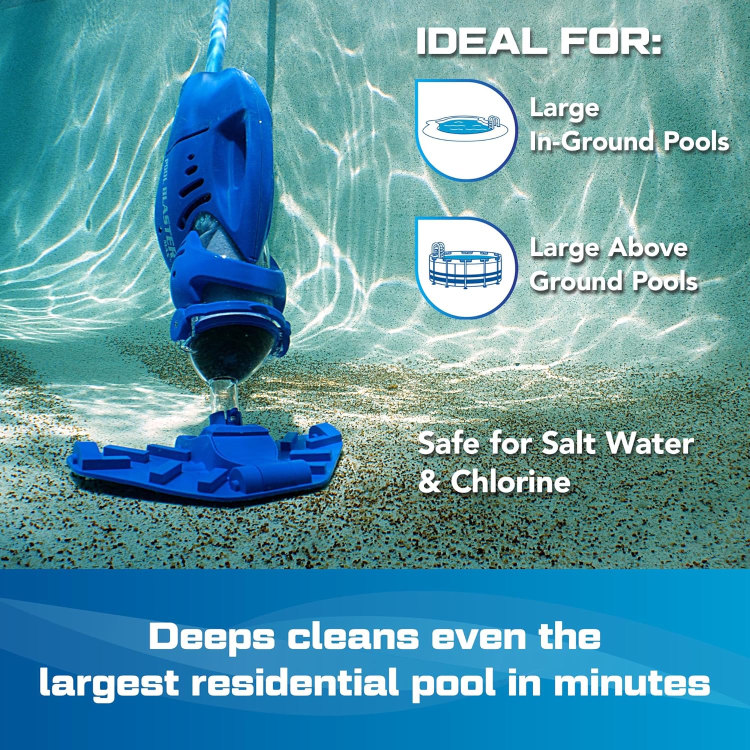 Cordless Pool Vacuum for Deep Cleaning & Strong Suction, Handheld Rechargeable Swimming Pool Cleaner for Inground and Above Ground Pools, Hoseless Pool Vac by
