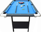 6 Ft Portable Pool Table, Adults Folding Billiards Tables for Game Room with Easy Foldable Storage, Includes Full Set of Billiard Balls, Cues, Chalk & Brush