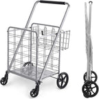 Shopping Cart with Wheels, Metal Grocery Cart with Wheels, Shopping Carts For Groceries