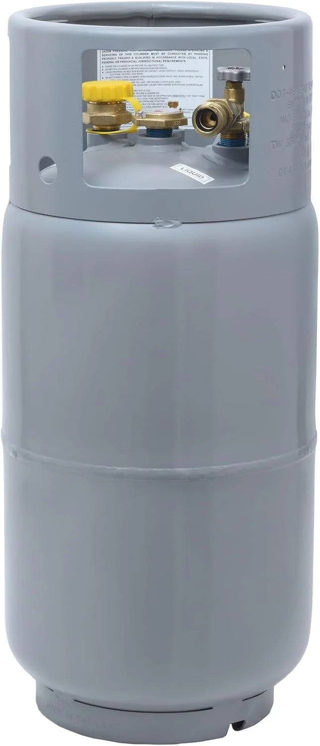 Steel Forklift Propane Tank Cylinder with Built-in Gauge, Gray.