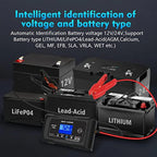 25-Amp Smart Battery Charger,Lithium,LiFePO4,Lead-Acid AGM/Gel/SLA.. Car Battery Charger,Trickle Charger, Maintainer/deep Cycle Charger,12V/25A and 24V/13A,for Motorcy,Boat,Lawn Mower,Golf cart..
