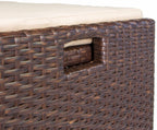 Outdoor Storage Bench Rattan Style Deck Box Wicker Patio Furniture Water Resistance w/Seat Cushion, 60-Gallon, Brown