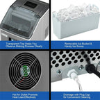 48LBS/24H Stainless Steel Countertop Ice Maker Machine with Self-Clean Function LCD Display Ice Scoop Basket