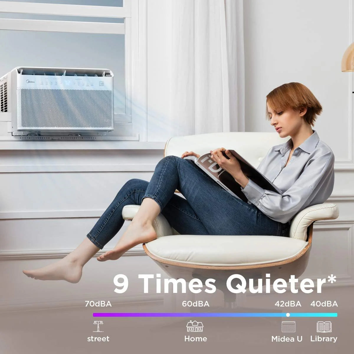 U-Shaped Inverter Window Air Conditioner 12,000BTU with Open Window Flexibility, Robust Installation,Extreme Quiet, 35% Energy Saving, Smart Control, Alexa, Remote, Bracket Included.