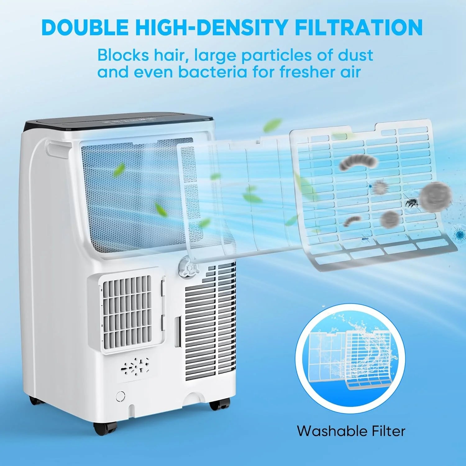 Portable Air Conditioner Cools Up to 700 Sq.Ft, 3-IN-1 Energy Efficient Portable AC Unit with Remote Control & Installation Kits for Large Room, Campervan, Office, Temporary Space