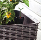 Dark Brown Wicker Raised Garden Bed Planter w/ Water Indicator