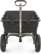 Heavy Duty Poly Utility Dump Wagon Garden Cart w/Pneumatic Tires, 6 Cu Ft - 1200 lb Capacity Outdoor Wheelbarrow for Yard, Landscaping & Gardening, Lawn Tractor or ATV Towable-Gorilla Carts