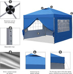 10x10 Pop Up Canopy Tent, Outdoor Canopy Tent, Patio Tent,Commercial Instant Gazebos,4 Sidewalls, Portable Shelter Canopies, with 4 sandbags, Blue.
