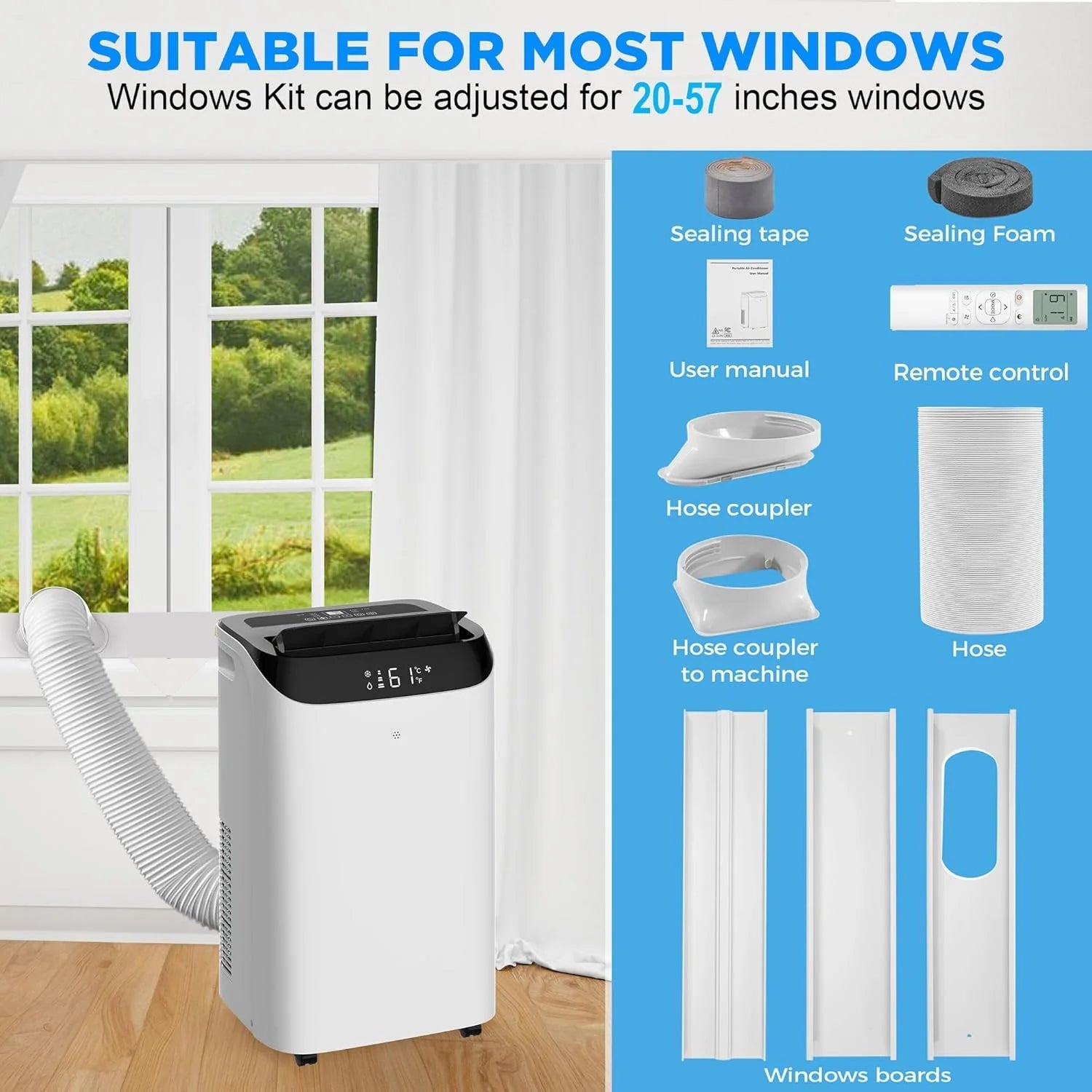 14000 BTU Portable Air Conditioners with Remote Control, 3-in-1 Free Standing Cooling AC Unit with Fan & Dehumidifier, Cools Room up to 700 sq.ft, Smart/Sleep Mode,3 Speed,Auto Swing,24H Timer