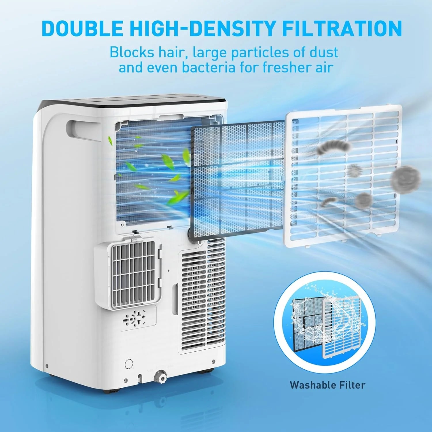 Portable Air Conditioner Cools Up to 700 Sq.Ft, 3-IN-1 Energy Efficient Portable AC Unit with Remote Control & Installation Kits for Large Room, Campervan, Office, Temporary Space