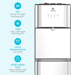Limited Edition Self Cleaning Water Cooler Water Dispenser - 3 Temperature Settings - Hot, Cold & Room Water, Durable Stainless Steel Construction, Bottom Loading .