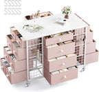 24 Drawers White Dresser for Bedroom, Dressers & Chests of Drawers with 4 Wheels and 40�� * 23�� Wide Wooden Top, Metal Frame, Closet Island with Hooks for Bedroom, Cloakroom, Dressing Room