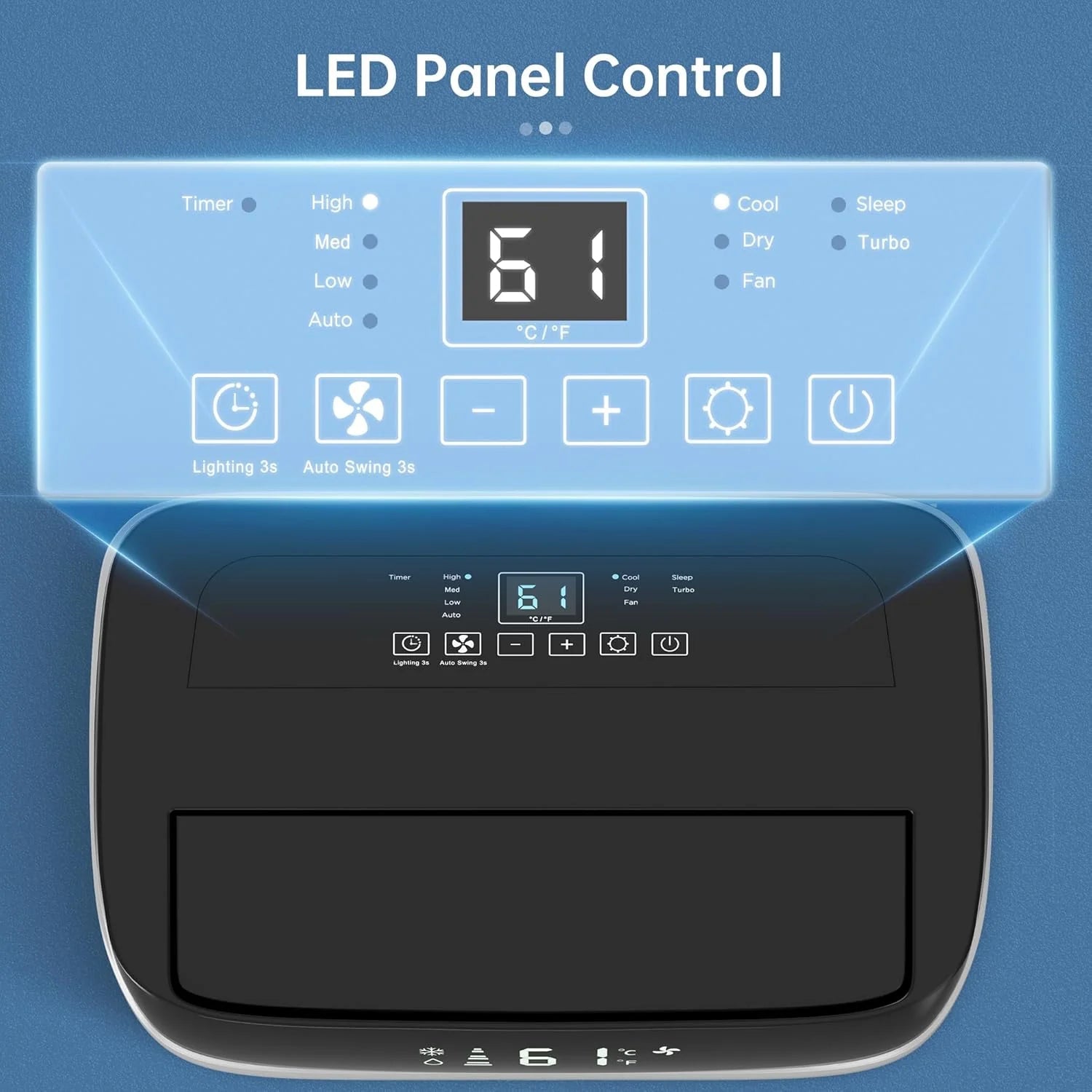 Portable Air Conditioner Cools Up to 700 Sq.Ft, 3-IN-1 Energy Efficient Portable AC Unit with Remote Control & Installation Kits for Large Room, Campervan, Office, Temporary Space