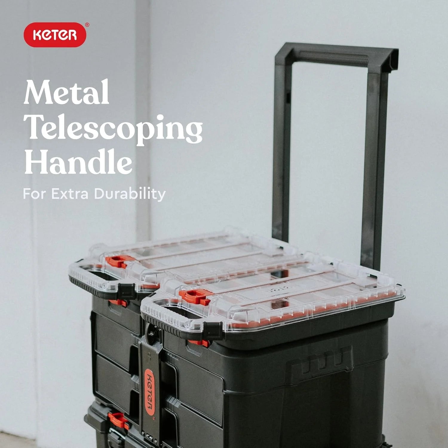 Modular Tools Organizer for Garage Storage and DIY, 3 Piece Resin Rolling Tool Box System for Small Parts