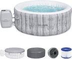Large Round 2 to 4 Person Inflatable Hot Tub Portable Outdoor Spa with 120 AirJets and EnergySense Cover, Grey