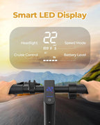Electric Scooter - 8.5" Solid Tires, 350W Motor, Up to 19 MPH and 21-23 Miles Long-Range Portable Foldable Commuting Scooter for Adults with Double Braking System and App
