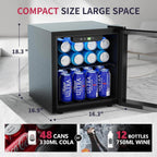 Beverage Refrigerator Cooler - 126 Can Mini Fridge with Glass Door for Soda Beer or Wine, Beverage Cooler for Home, Office, Bar with Adjustable Removable Shelves, Silver