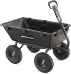 Heavy Duty Poly Utility Dump Wagon Garden Cart w/Pneumatic Tires, 6 Cu Ft - 1200 lb Capacity Outdoor Wheelbarrow for Yard, Landscaping & Gardening, Lawn Tractor or ATV Towable-Gorilla Carts
