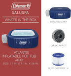 4 to 6 Person Inflatable Hot Tub Square Portable Outdoor Spa with 114 Soothing AirJets and Insulated Cover.